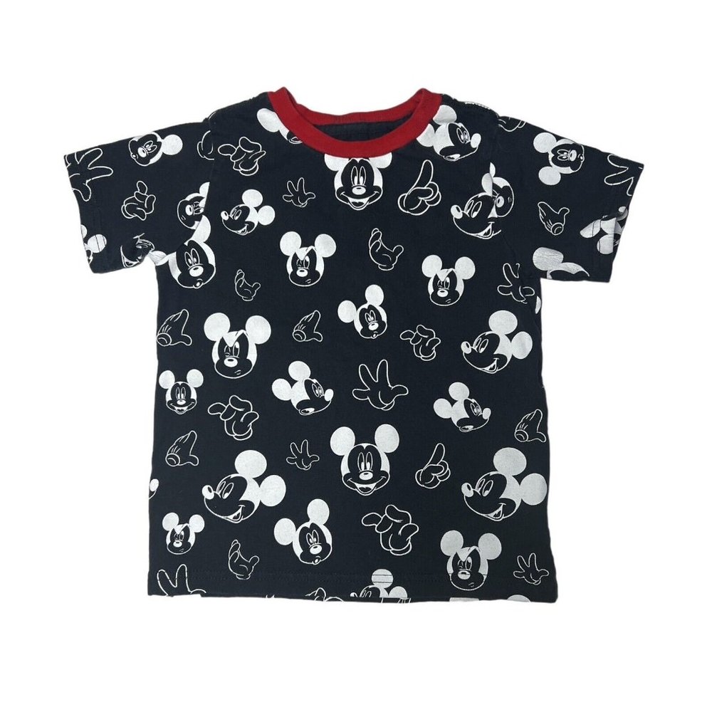 Unisex Boys Girls Disney Mickey Mouse Tee Shirt Black Cotton Blend Size XS (4)